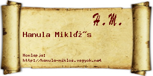 Hanula Miklós névjegykártya